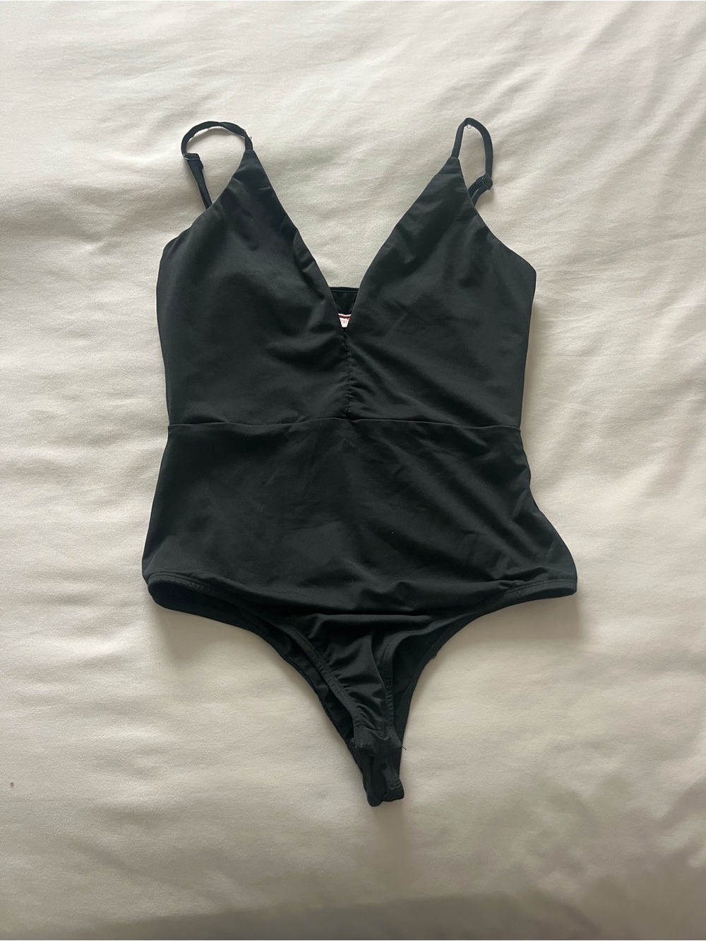Black V-Neck Bodysuit with Adjustable Straps